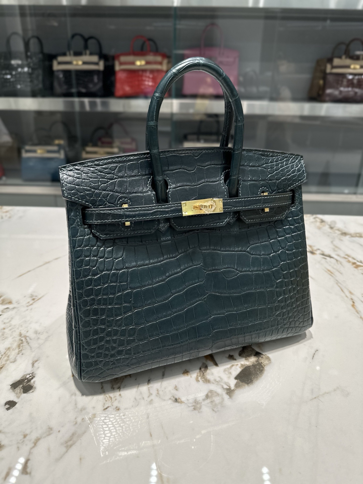 Crocodile skin Birkin #6O Vert Cypress  25-30cm