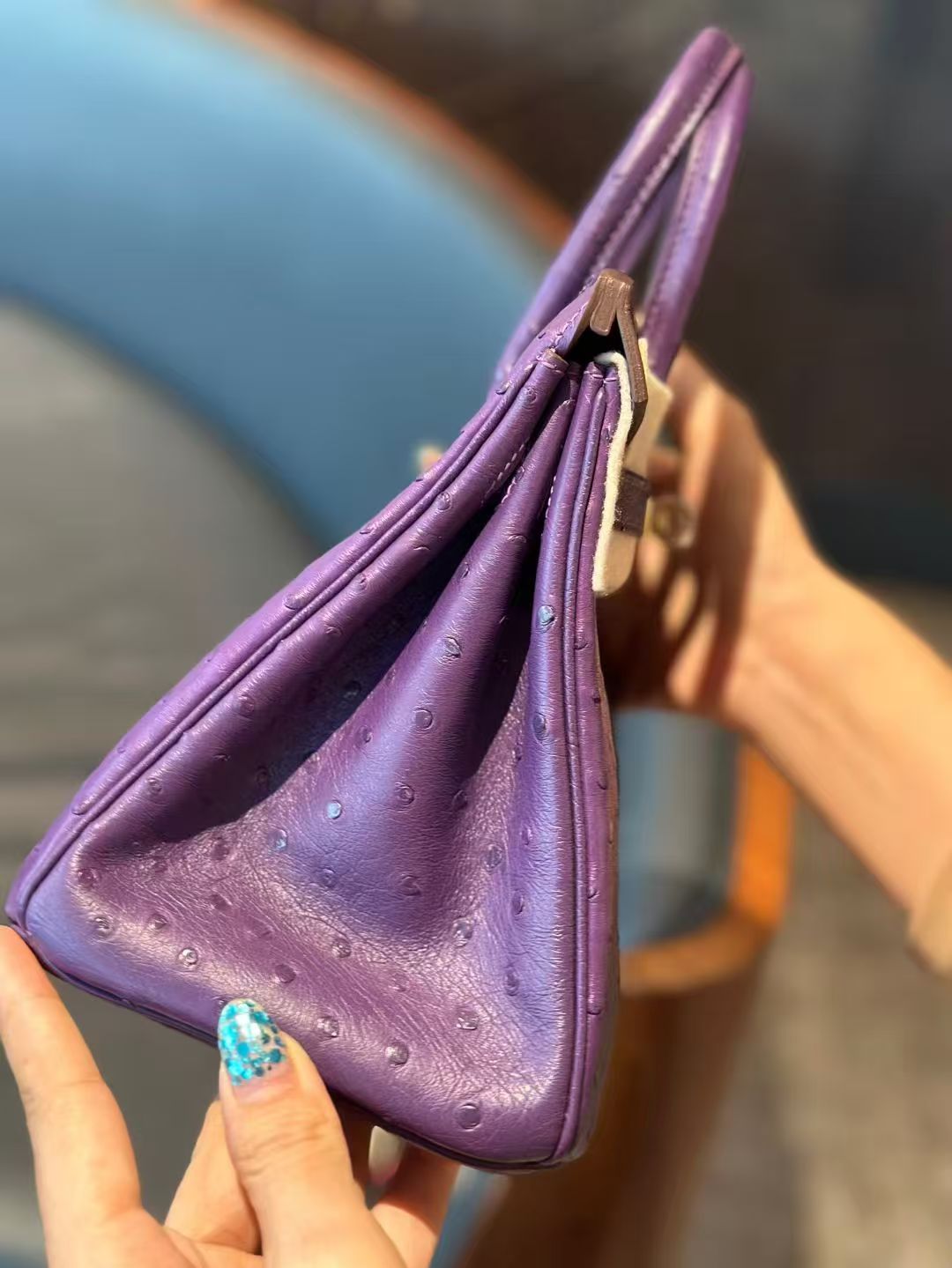 Birkin Ostrich skin Purple 25-35cm