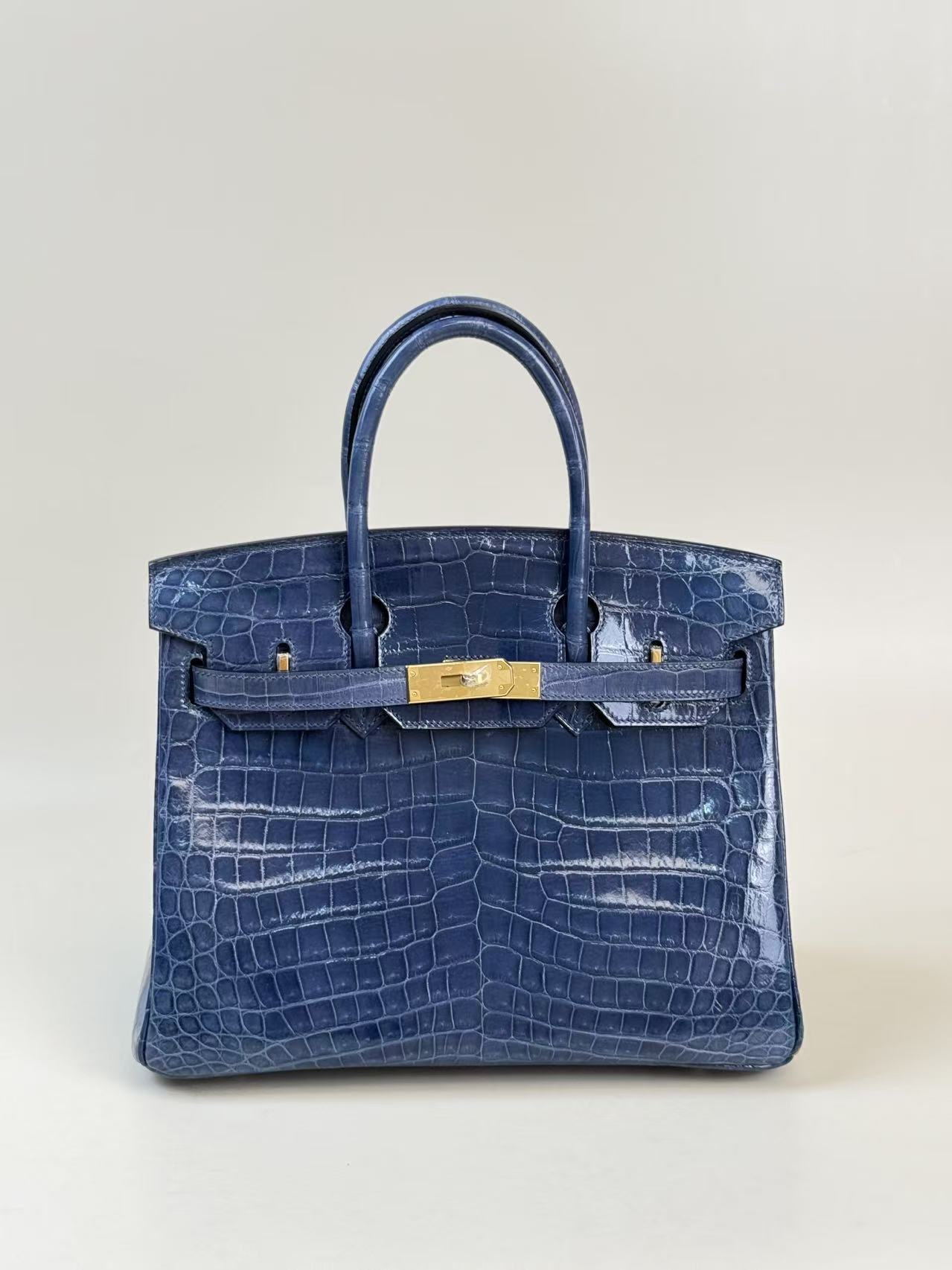 Crocodile skin #73 Bleu Saphir Miel Birkin 25-30cm