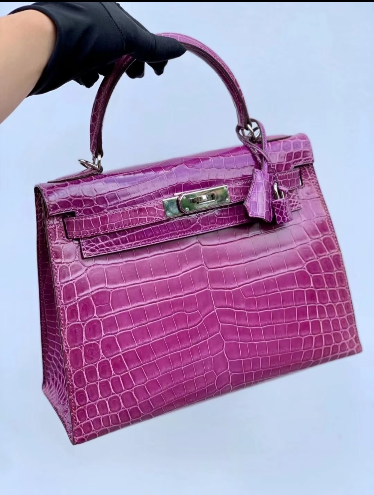 Crocodile skin Kelly # 96 Violet 25-28cm
