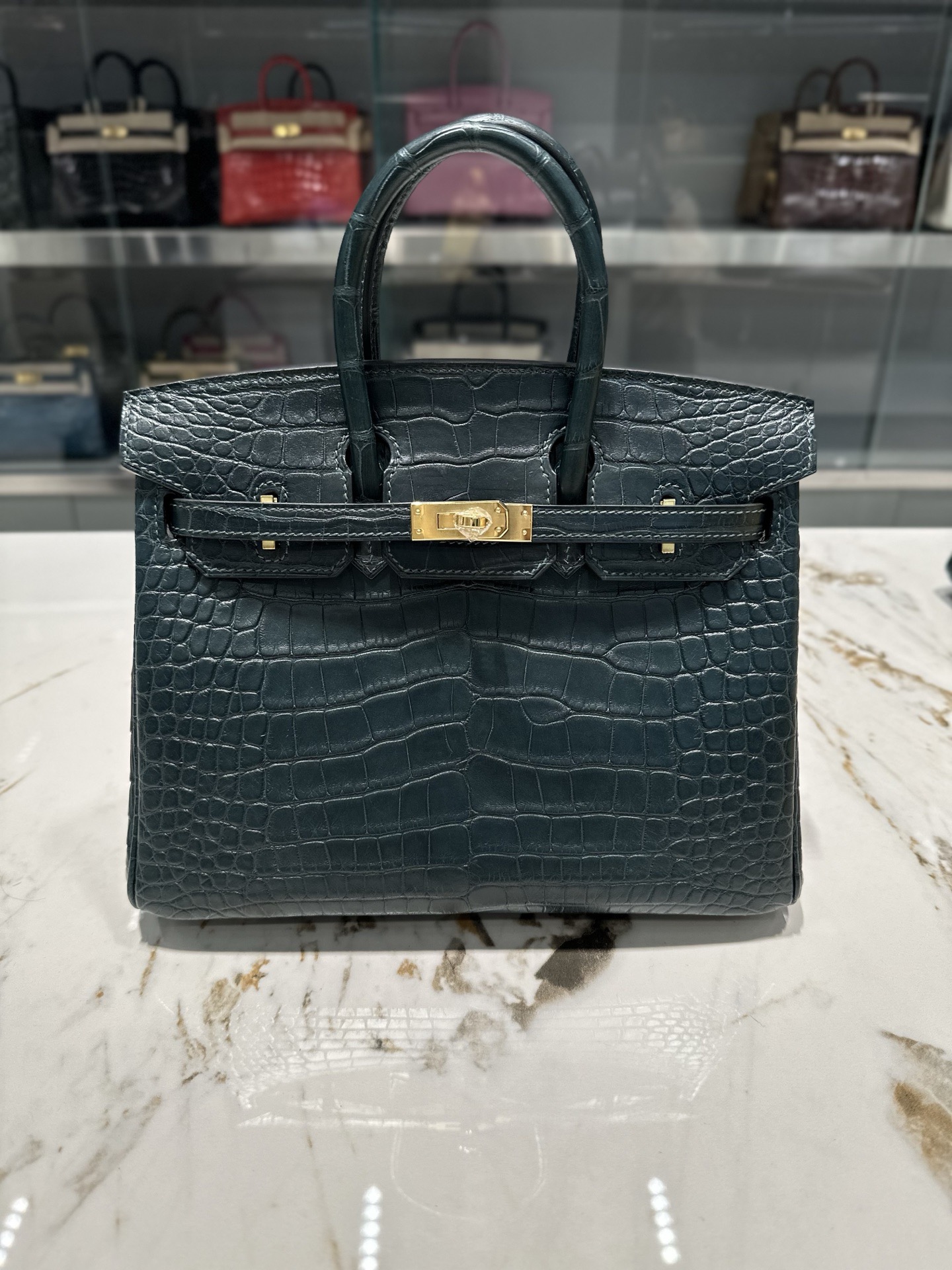Crocodile skin Birkin #6O Vert Cypress  25-30cm