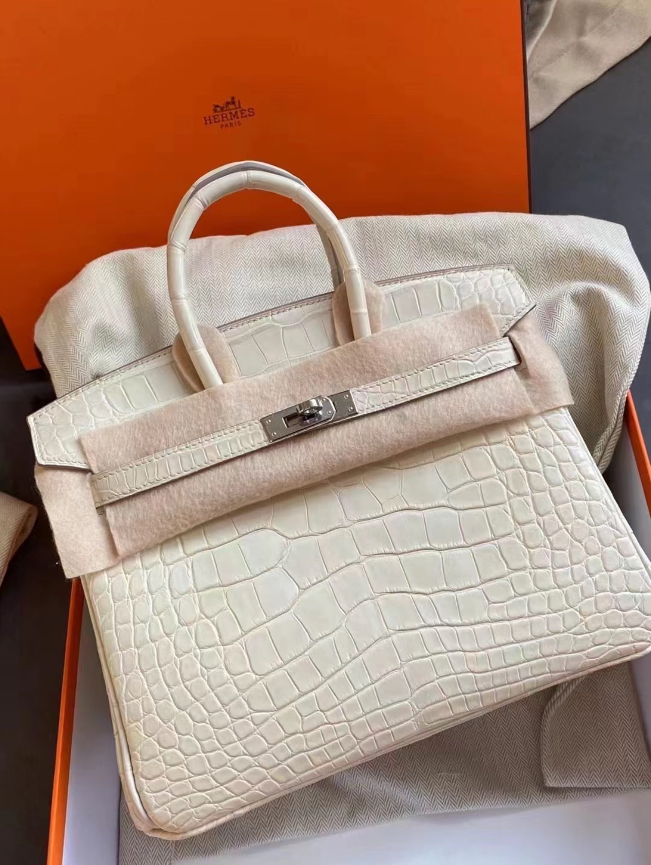 Crocodile leather #8L Beton Birkin 25-35cm