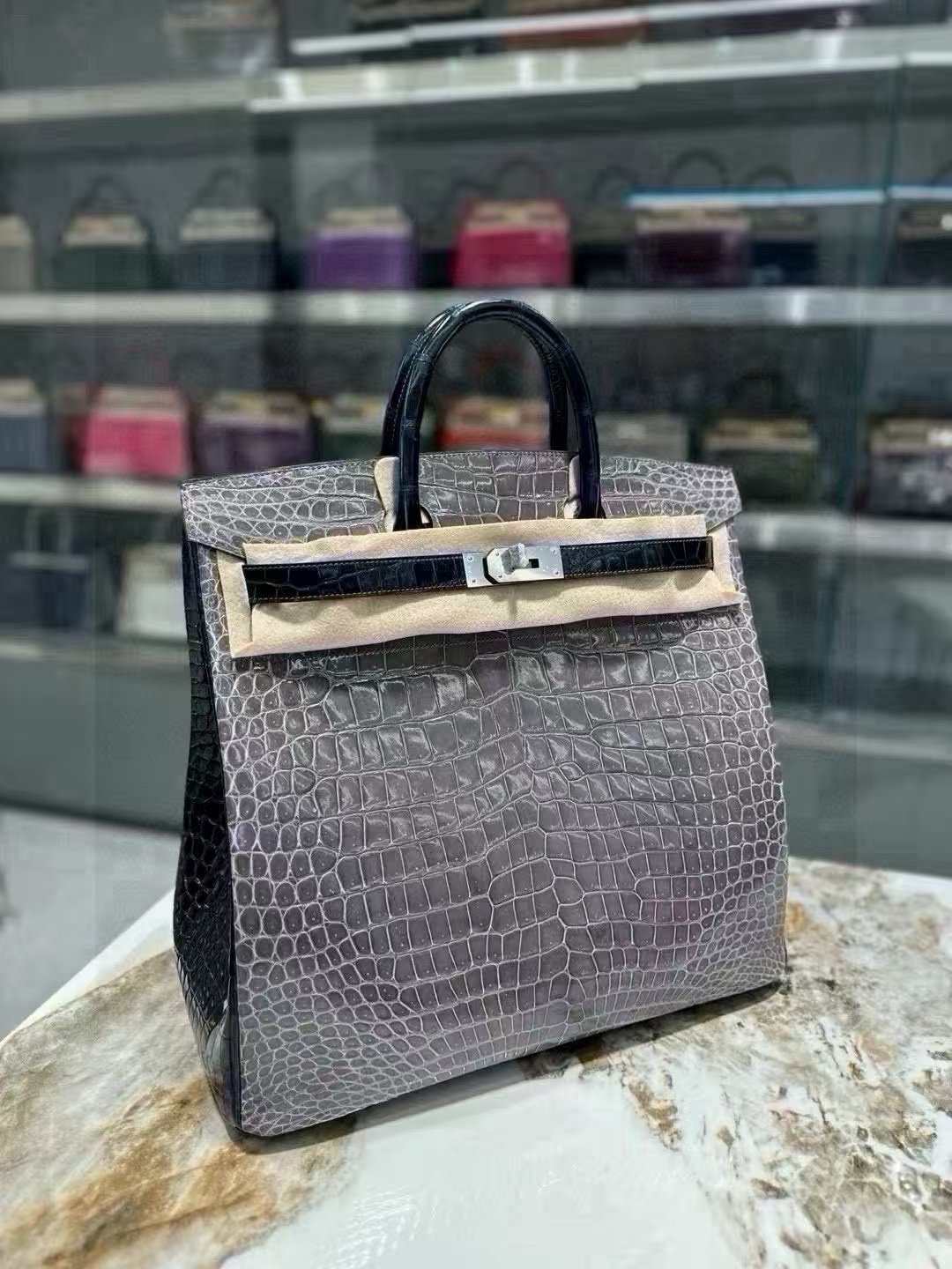 Crocodile skin HAC color blocking  40CM