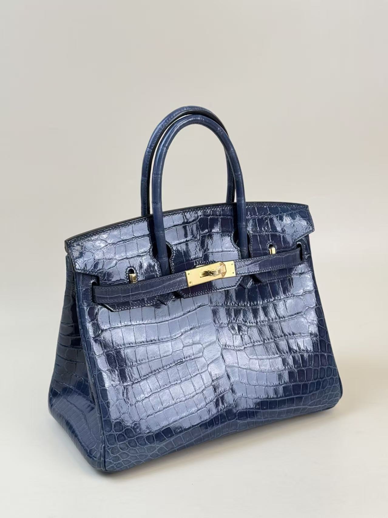 Crocodile skin #73 Bleu Saphir Miel Birkin 25-30cm