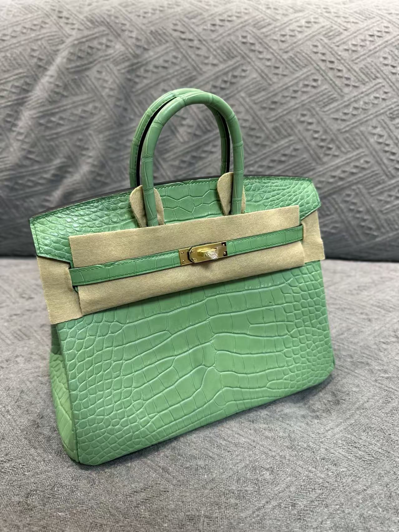 Crocodile skin jelly green Birkin 25-30cm