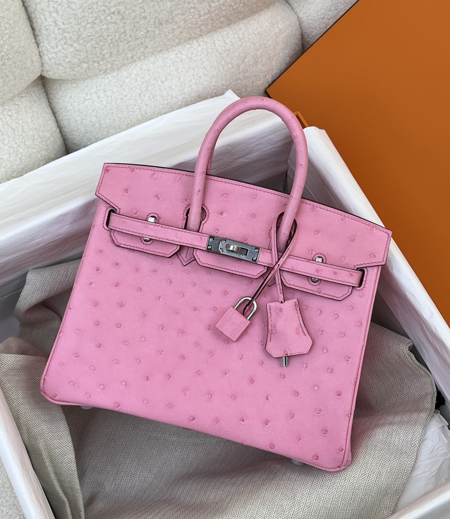 Ostrich skin #L4 Rose Bubblegum Birkin 25-35cm
