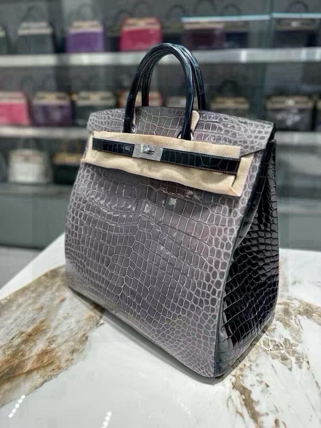 Crocodile skin HAC color blocking  40CM