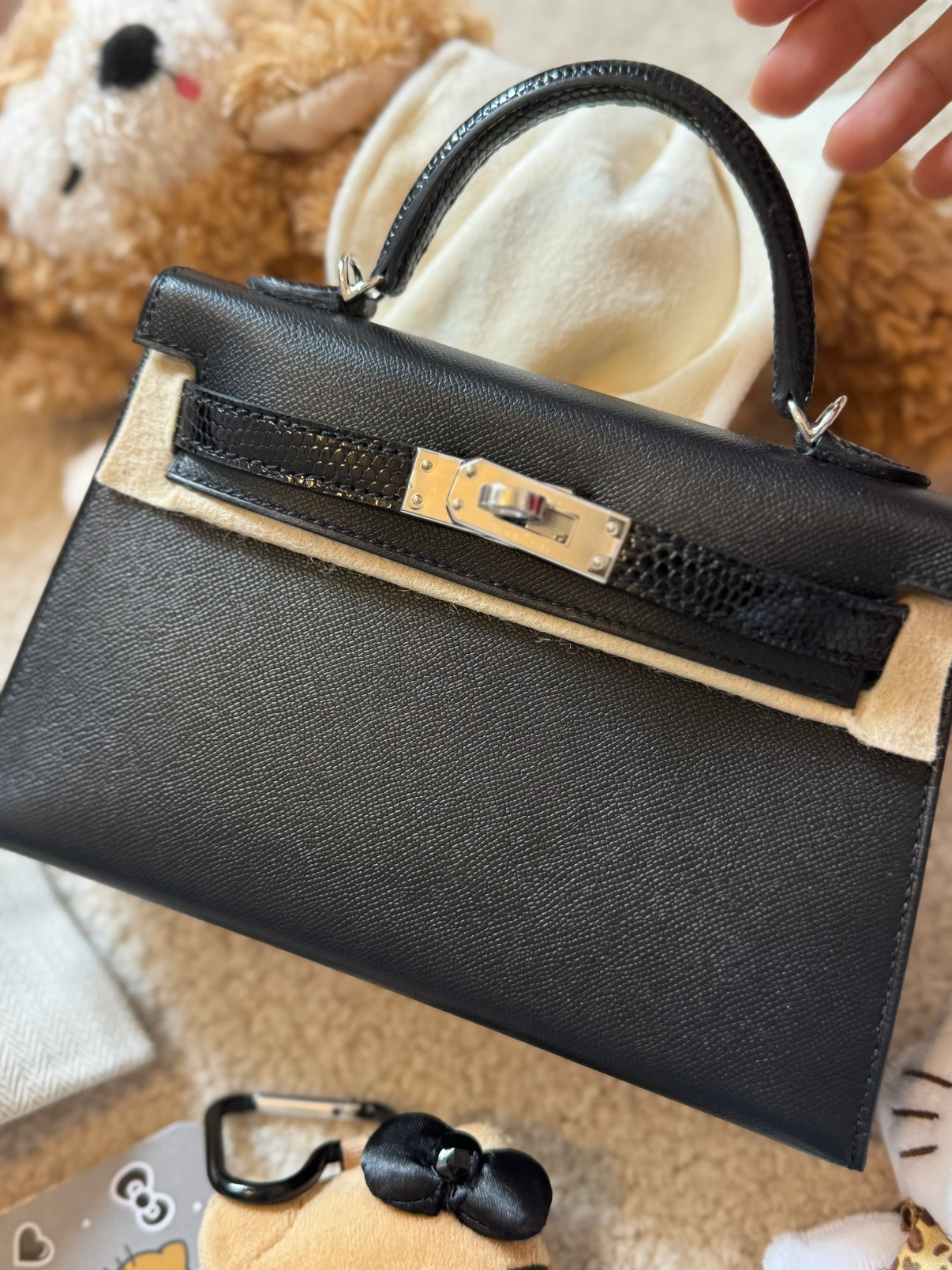 Hermes  Mini Kelly Touch #89 Nolr Lizard Skin Epsom