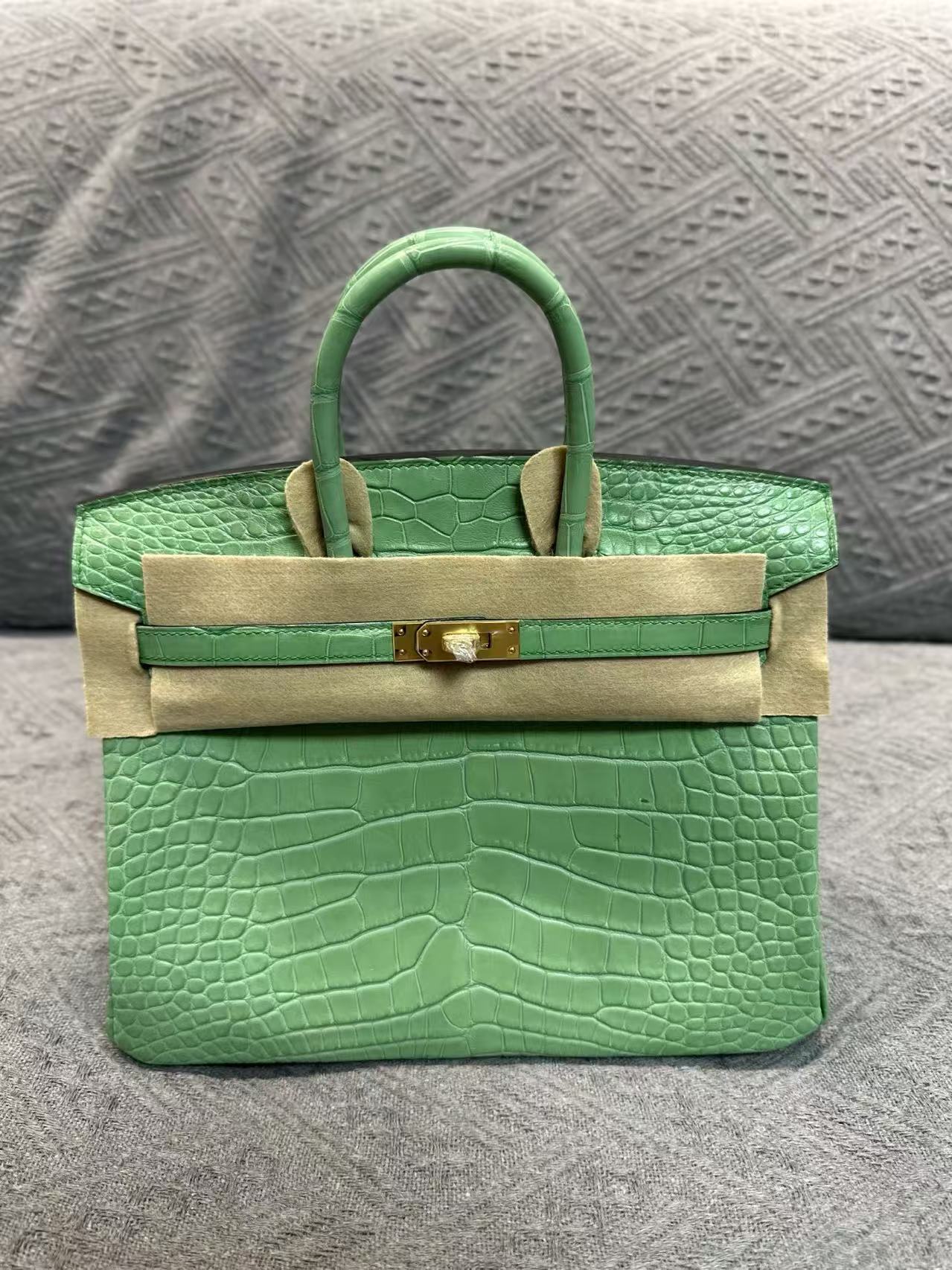 Crocodile skin jelly green Birkin 25-30cm