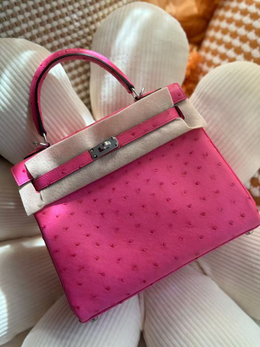 Advanced customization Kelly 25-28cm Ostrich Peach blossom