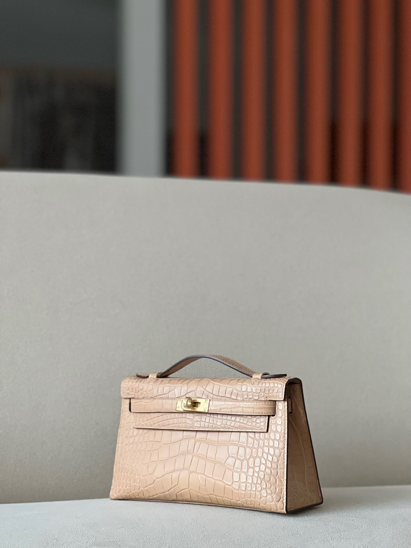 Crocodile skin  Kelly 22cm #0M Chai