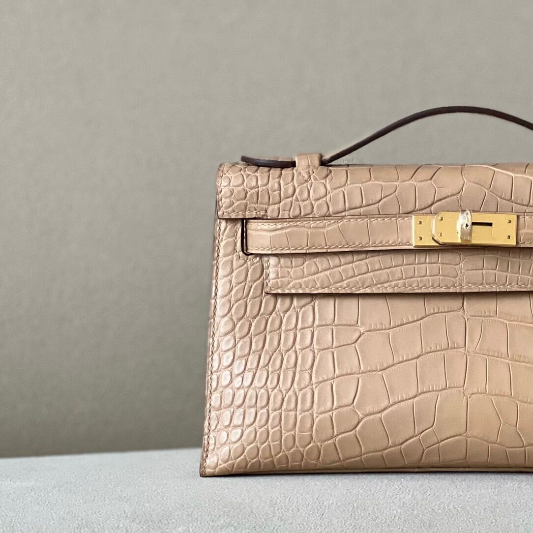 Crocodile skin  Kelly 22cm #0M Chai