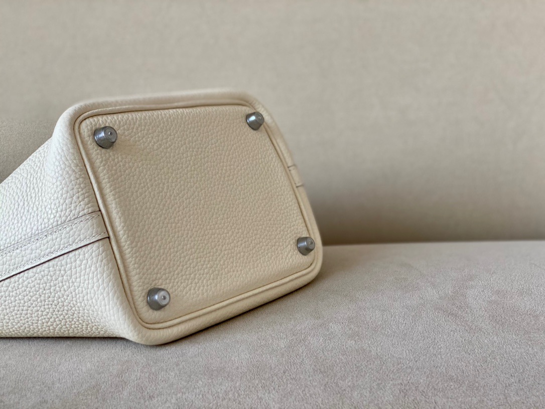 Hermes Picotin Ostrich skin with Togo #10 Craie 18-22cm