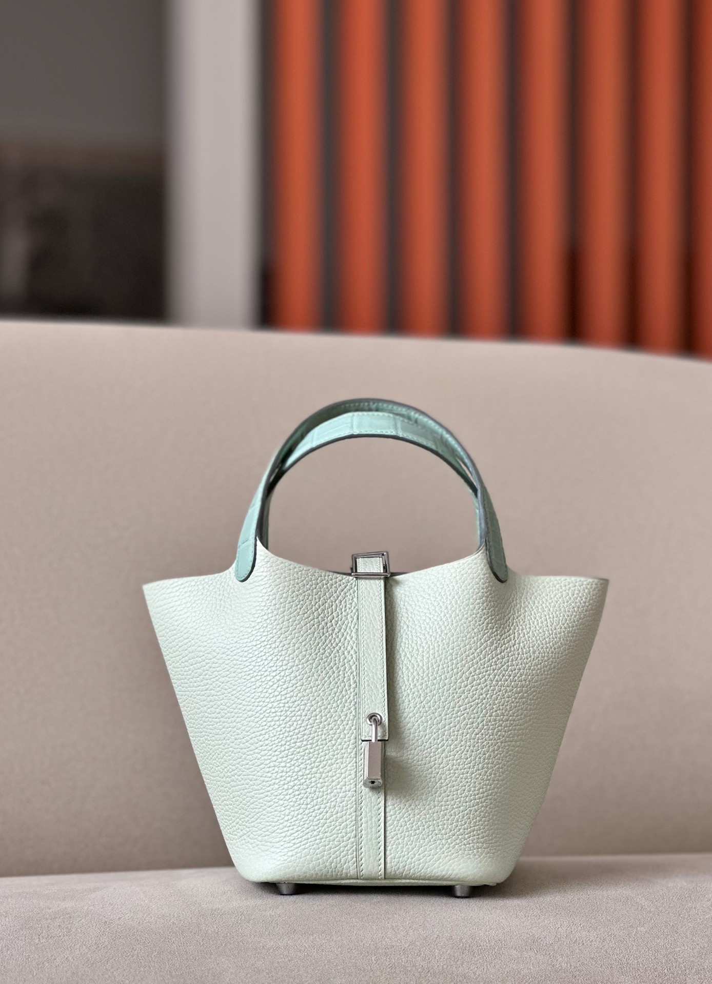 Hermes Picotin Crocodile skin with Togo #0S Vert Fizz 18-22cm