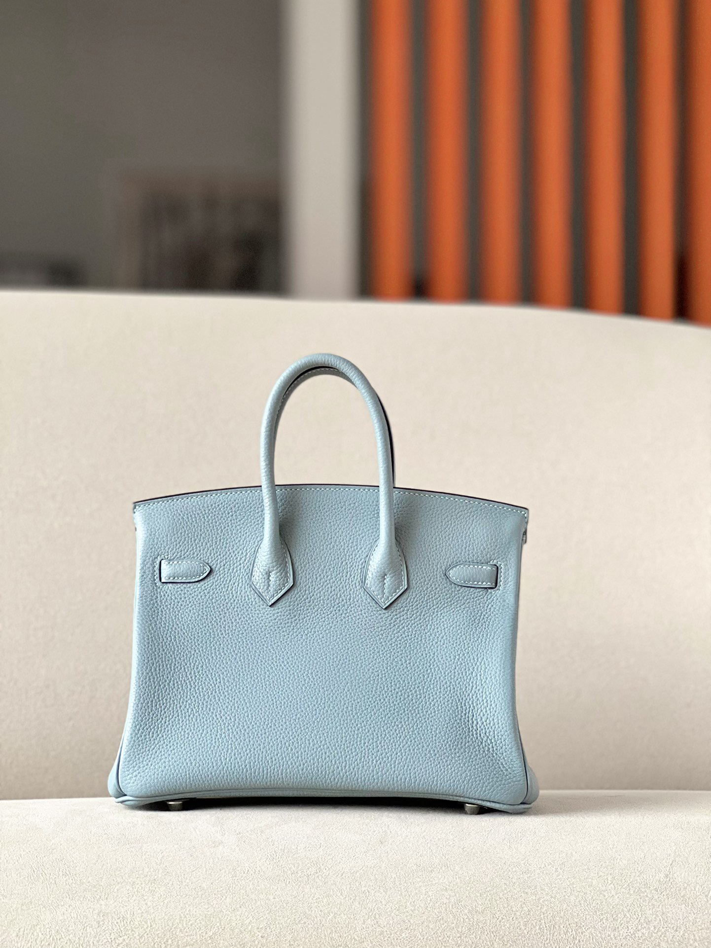 Hermes Birkin #T0 Blue Brume 25-30cm Togo