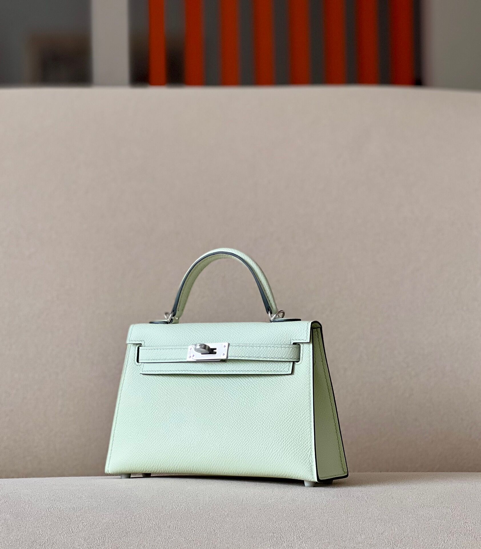 Hermes Mini Kelly #0S Vert Fizz Epsom