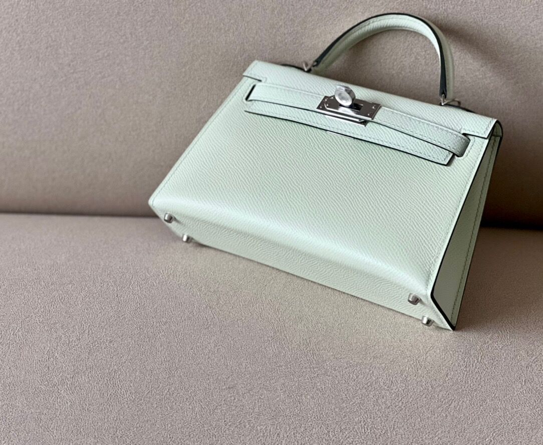 Hermes Mini Kelly #0S Vert Fizz Epsom