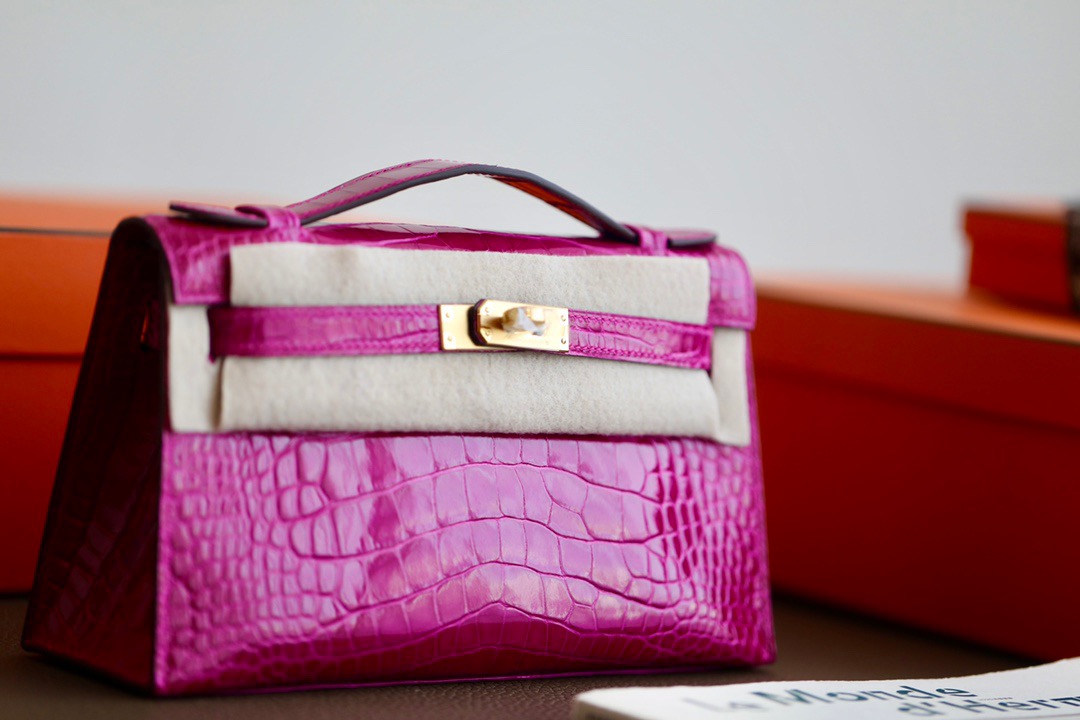 Crocodile skin Mini Kelly #J5 Rose Scheherezade