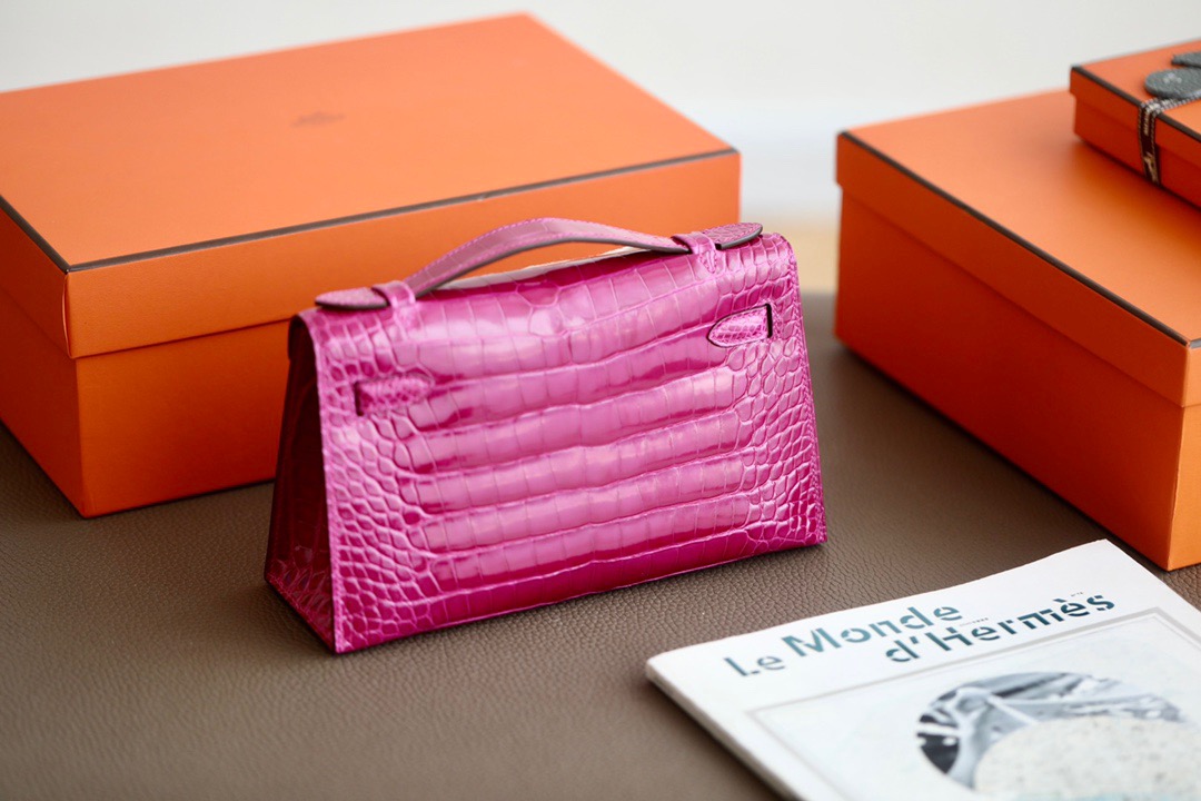 Crocodile skin Mini Kelly #J5 Rose Scheherezade