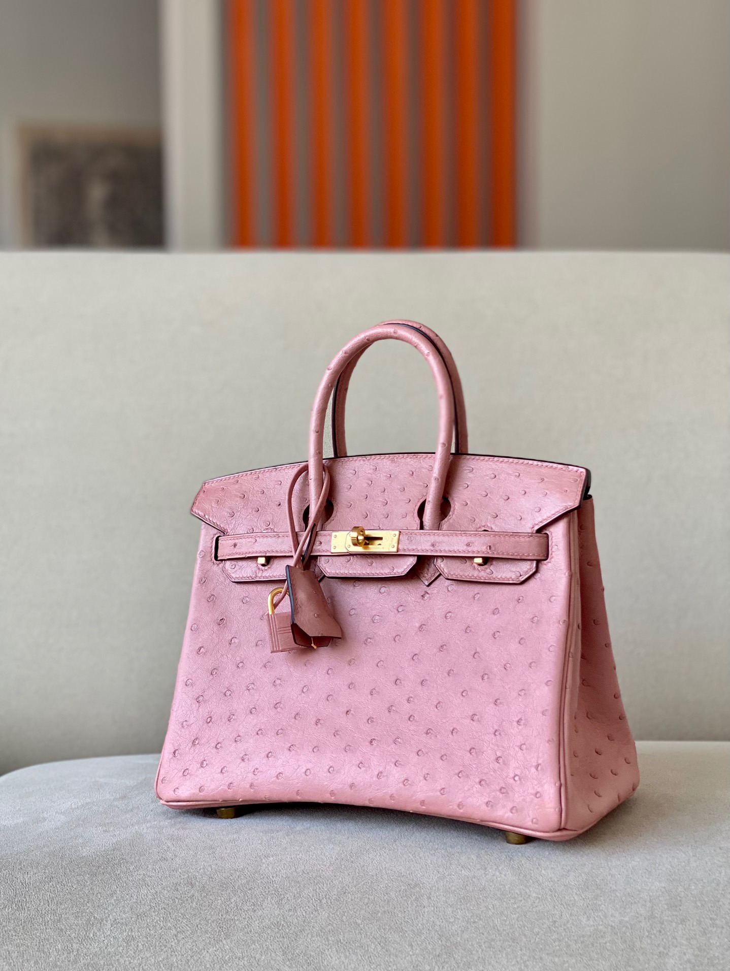 Ostrich skin #L4 Rose Bubblegum Birkin 25-35cm