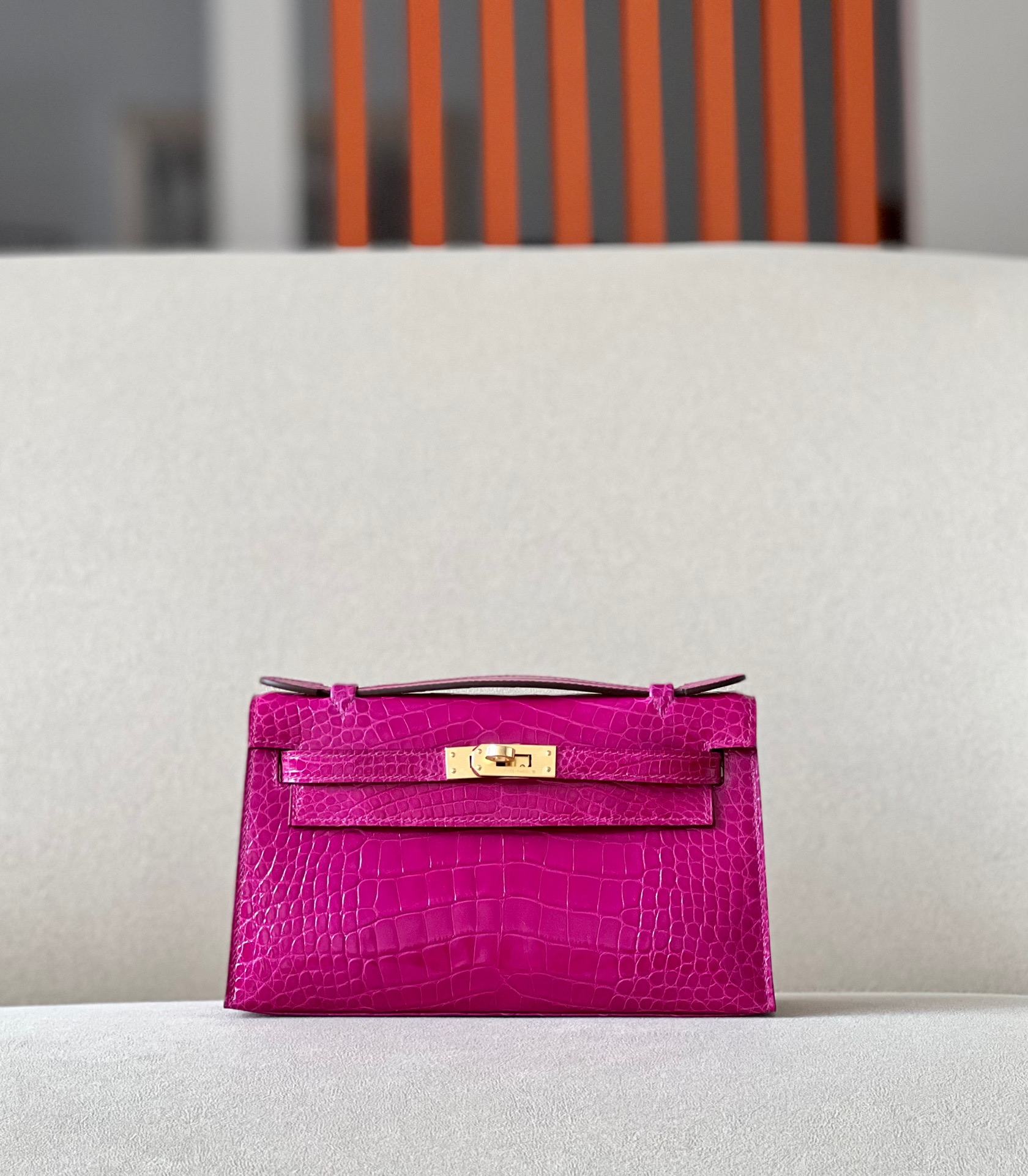 Crocodile skin Mini Kelly #J5 Rose Scheherezade