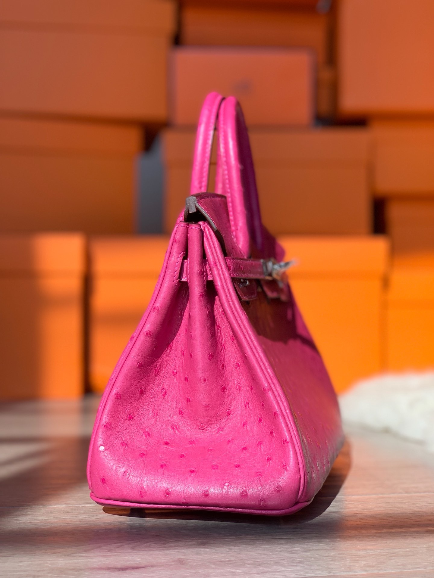 Ostrich skin ##E5 Rose tyrien Birkin 25-35cm