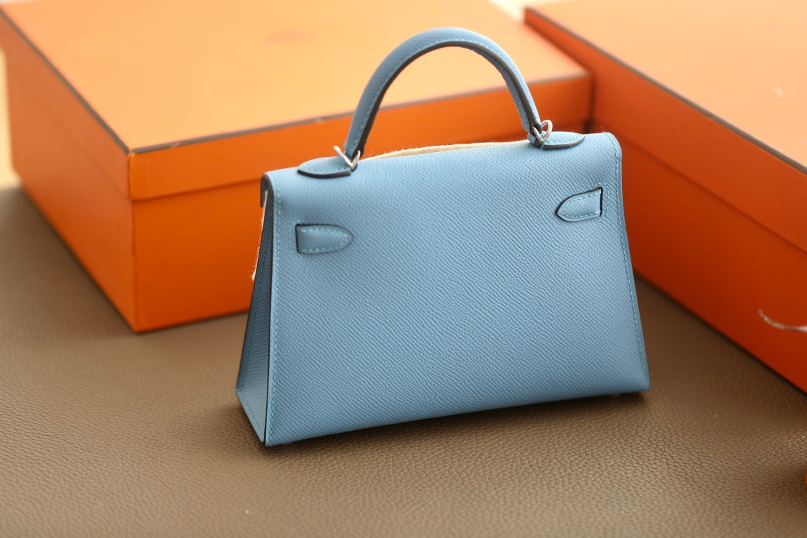 Hermes Mini Kelly  #7N Celeste Epsom
