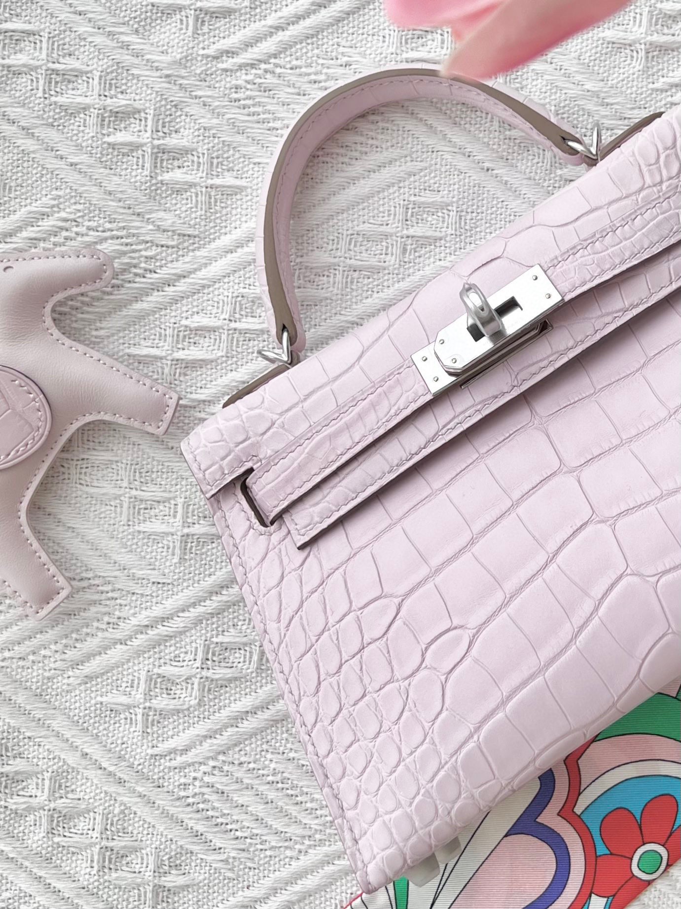 Crocodile skin Mini Kelly #09 Mauve pale