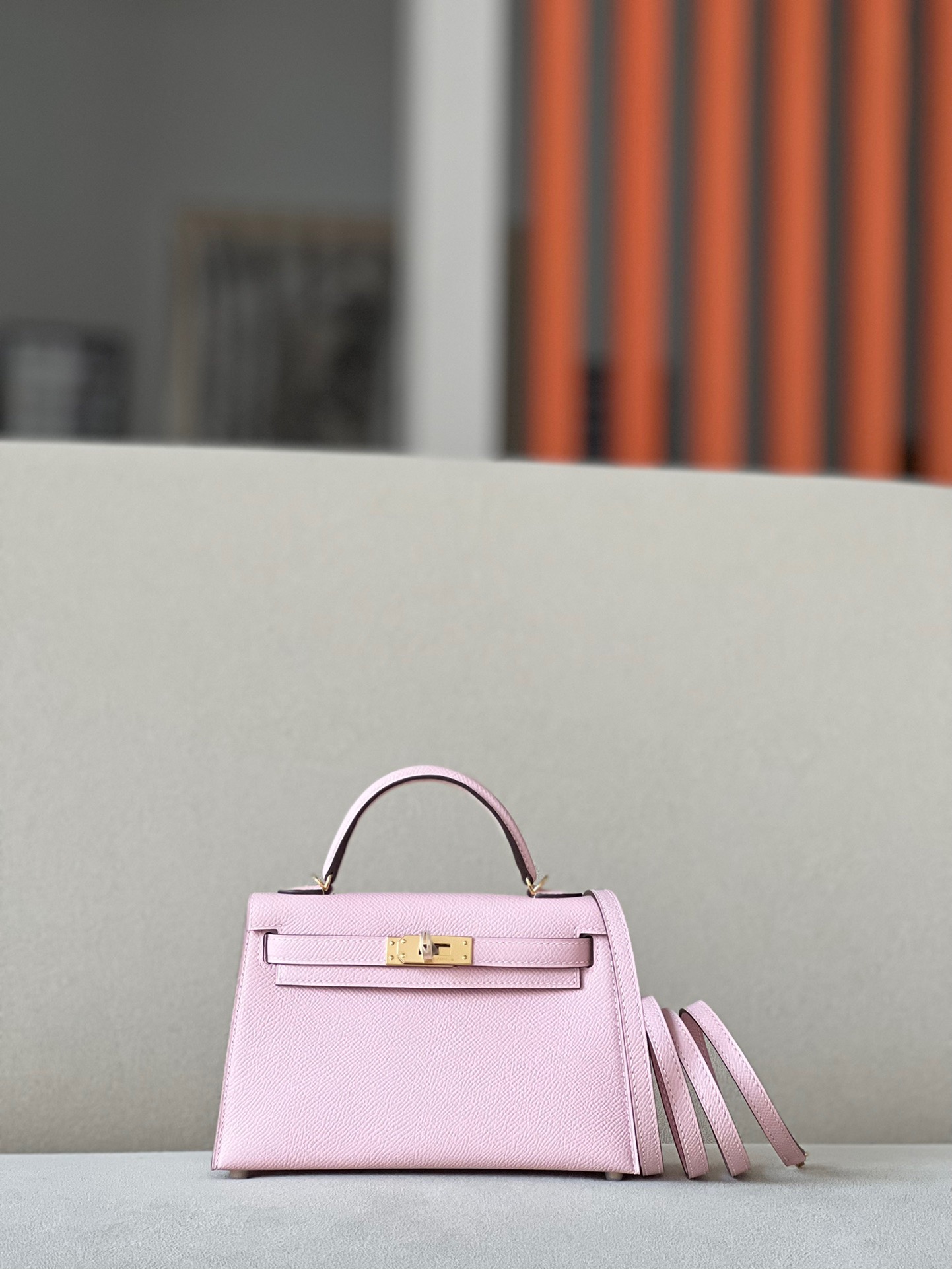 Hermes Mini Kelly  #3Q Rose Sakura Epsom