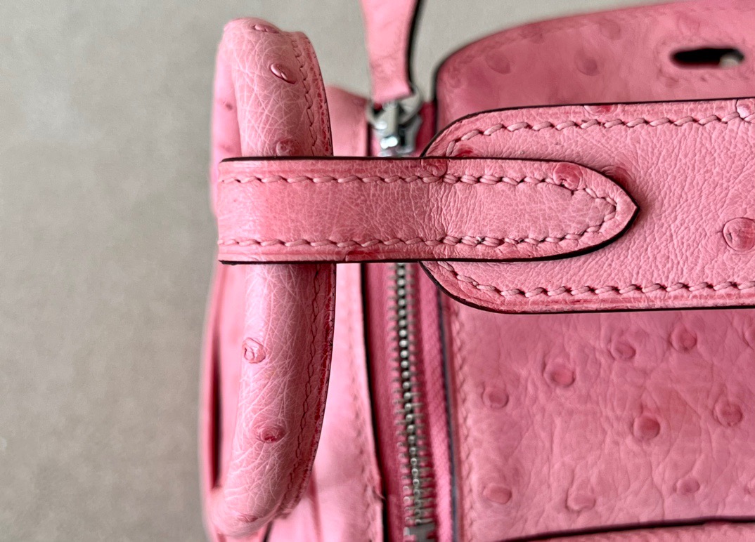 Ostrich skin Hermes Lindy #L4 Rose Bubblegum 19-26cm