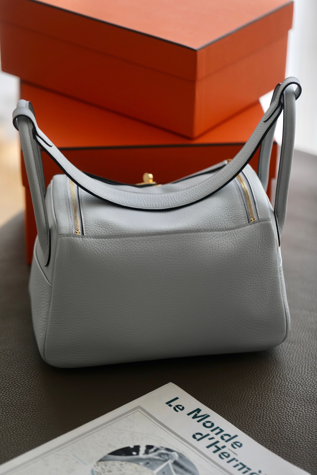 Hermes Lindy #J7 Blue Lin 19-26cm Togo