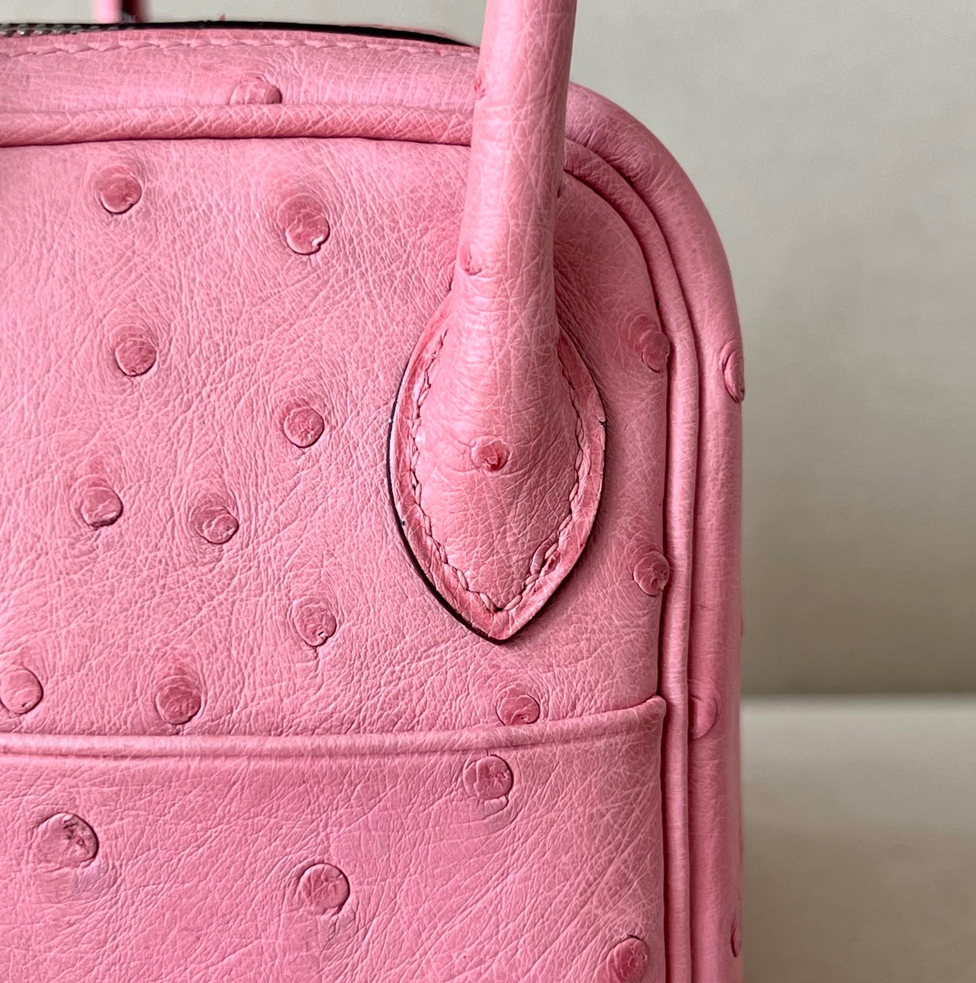 Ostrich skin Hermes Lindy #L4 Rose Bubblegum 19-26cm