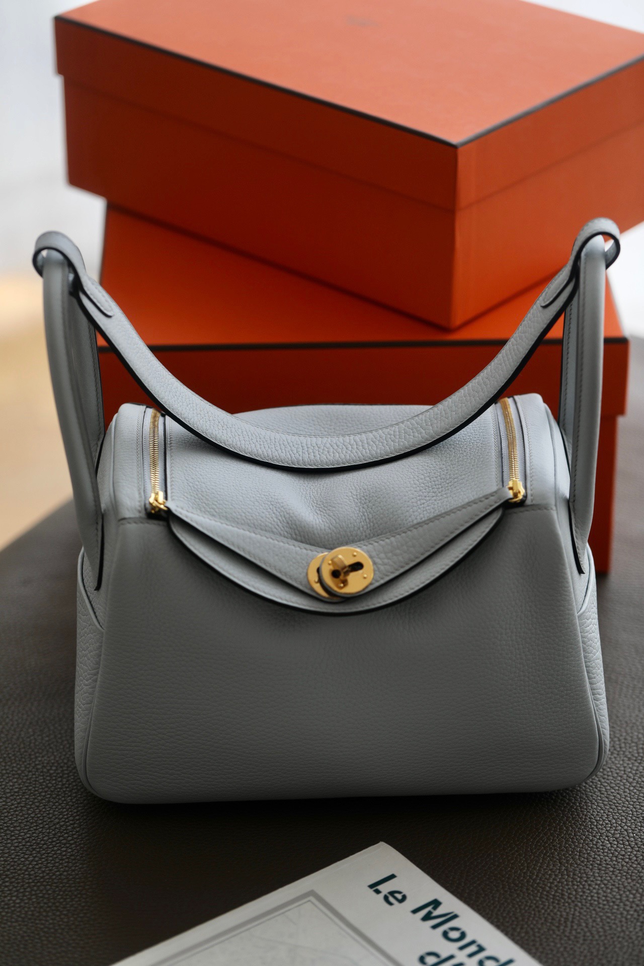 Hermes Lindy #J7 Blue Lin 19-26cm Togo