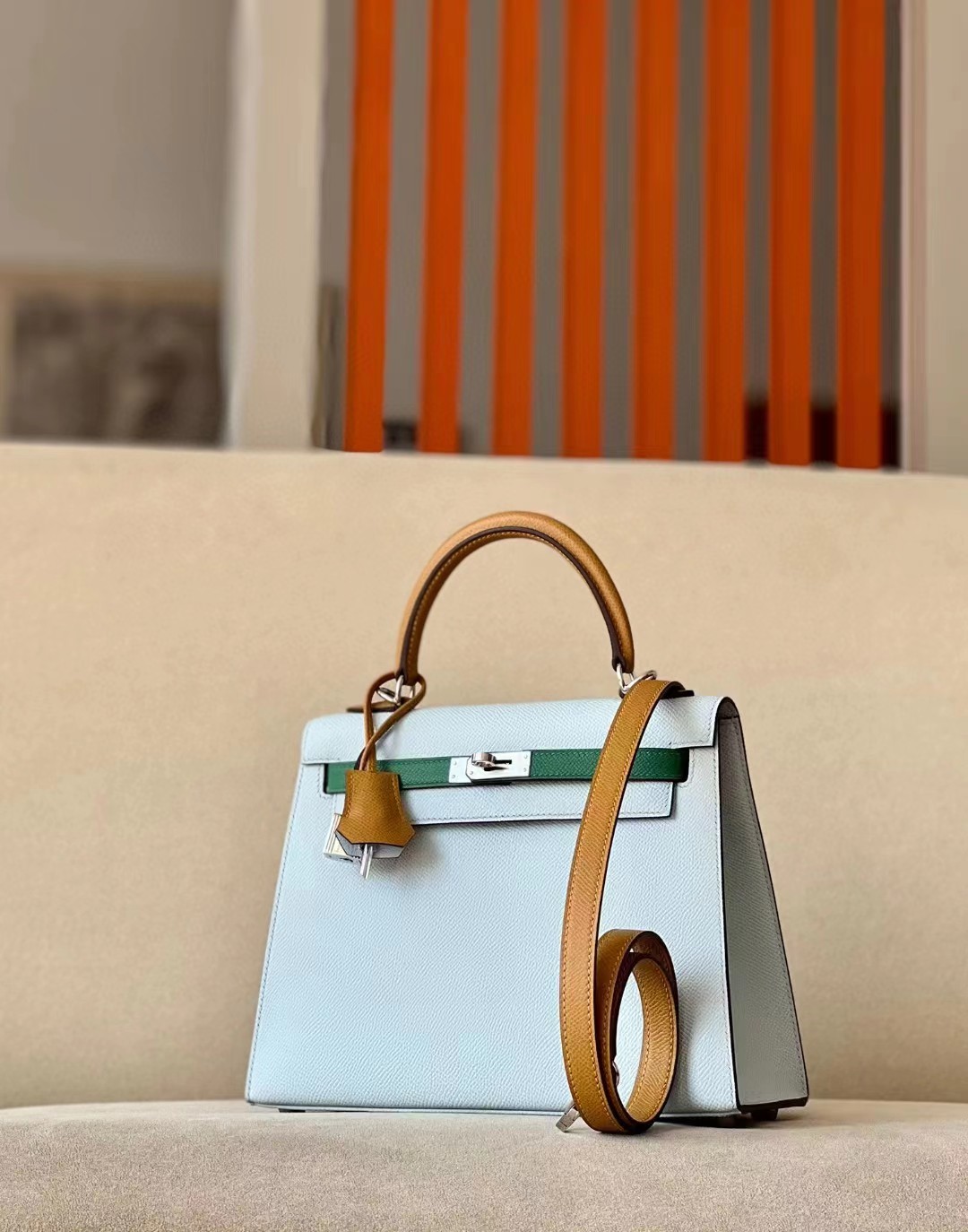 Hermes Kelly Color blocking  25-28cm Epsom Sellier
