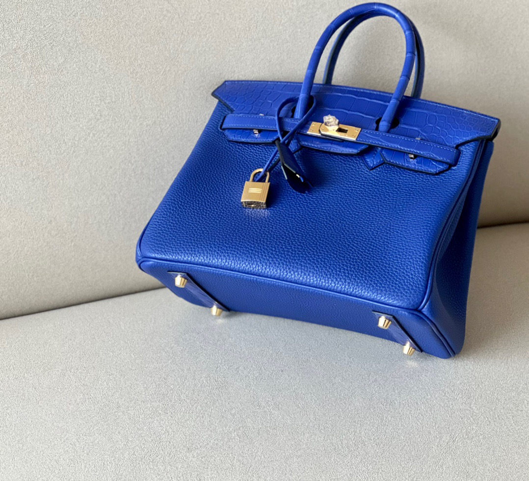 Crocodile leather touch  #T7 Blue Hydra  Birkin 25-35cm