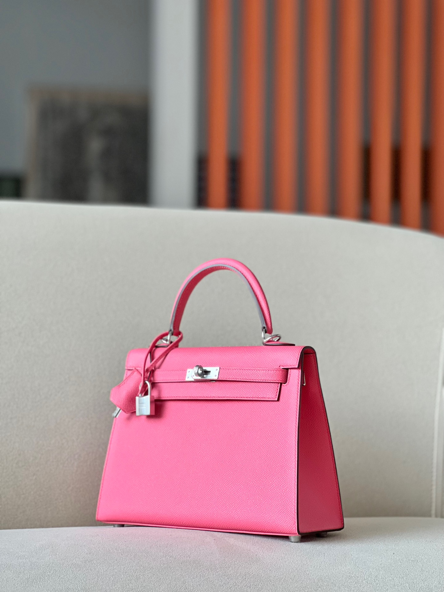 Hermes Kelly #E5 Rose tyrien Epsom Sellier