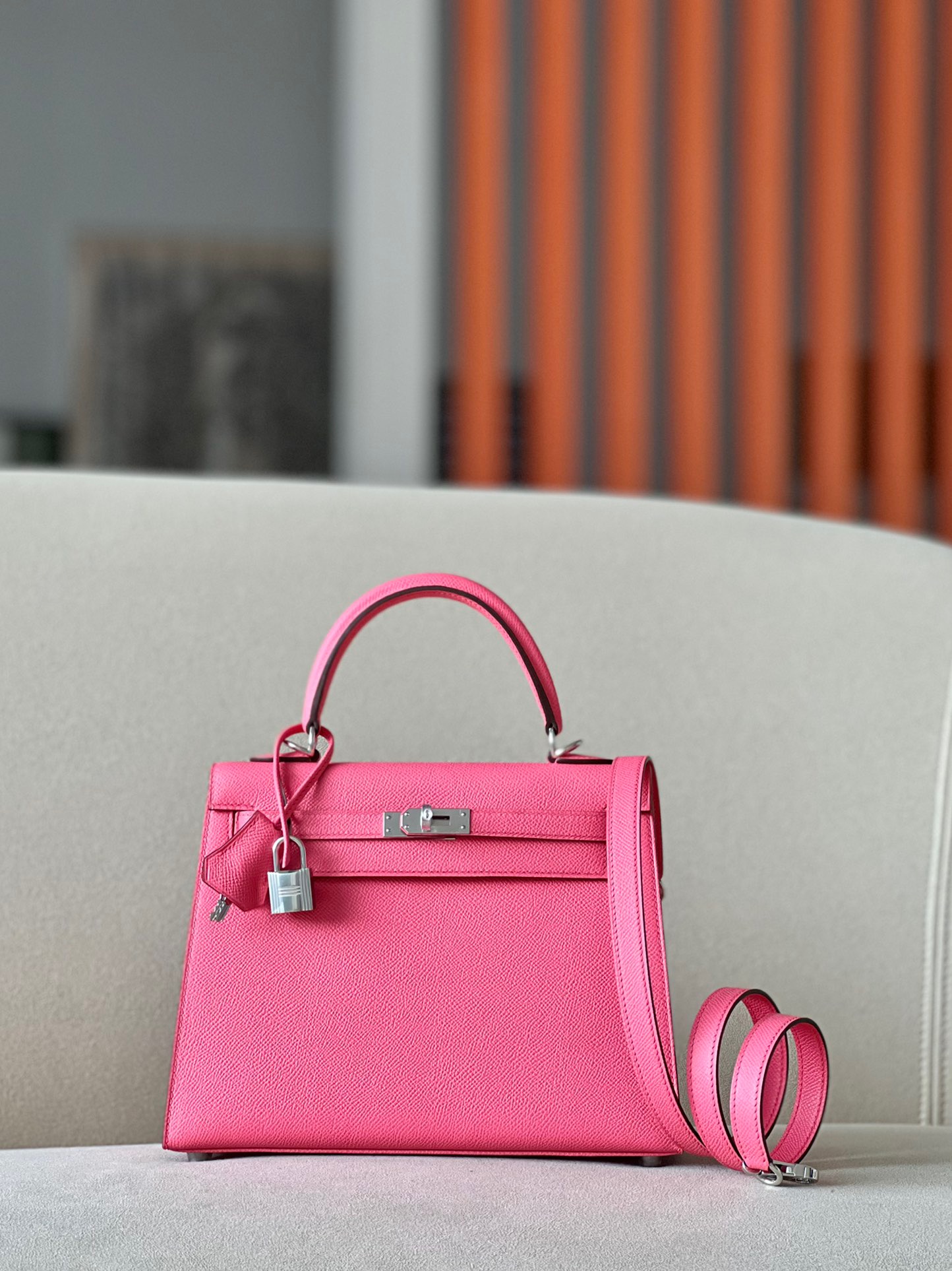 Hermes Kelly #E5 Rose tyrien Epsom Sellier