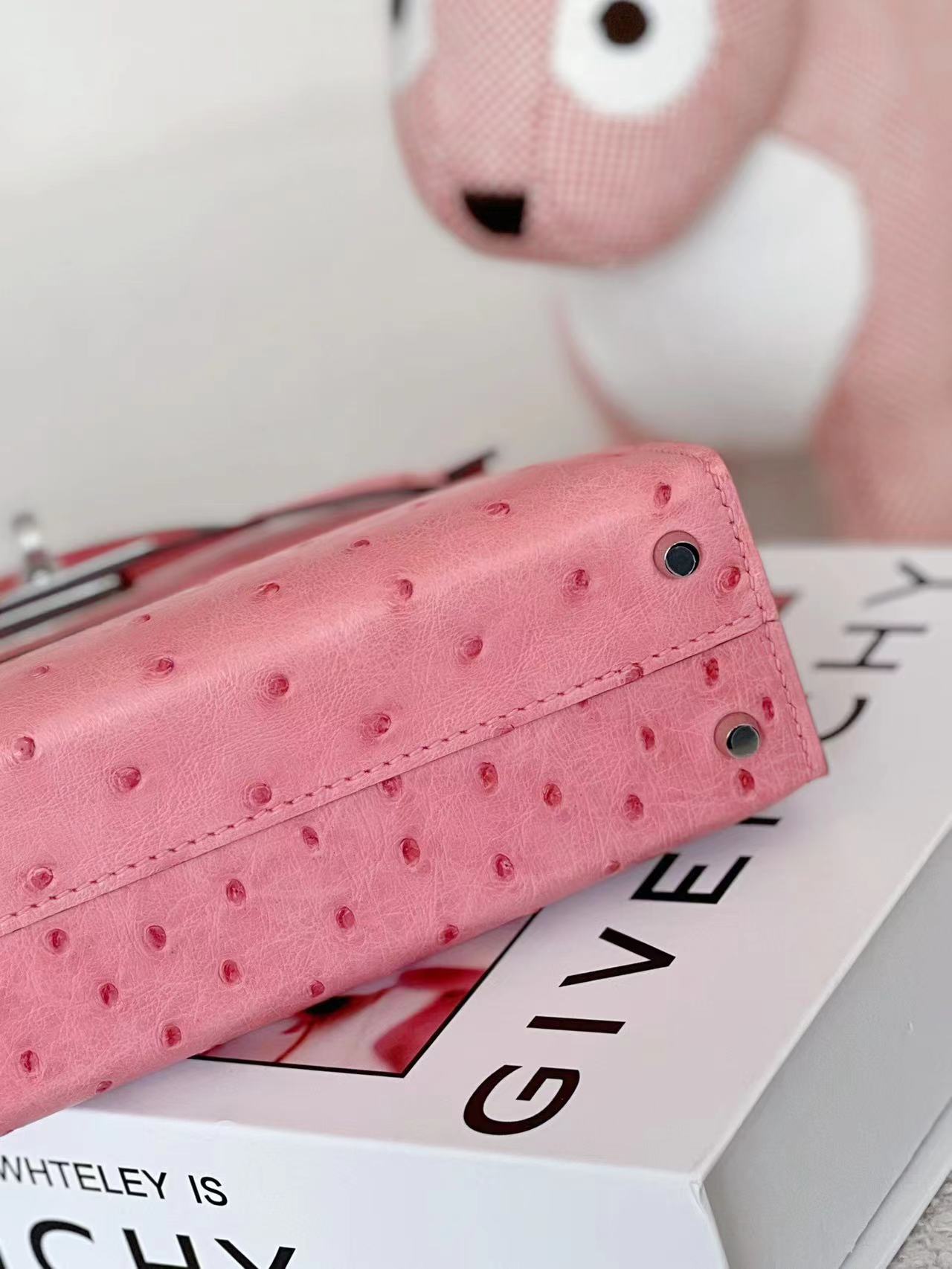 Hermes Mini Kelly  #1Q Rose confetti  Ostrich