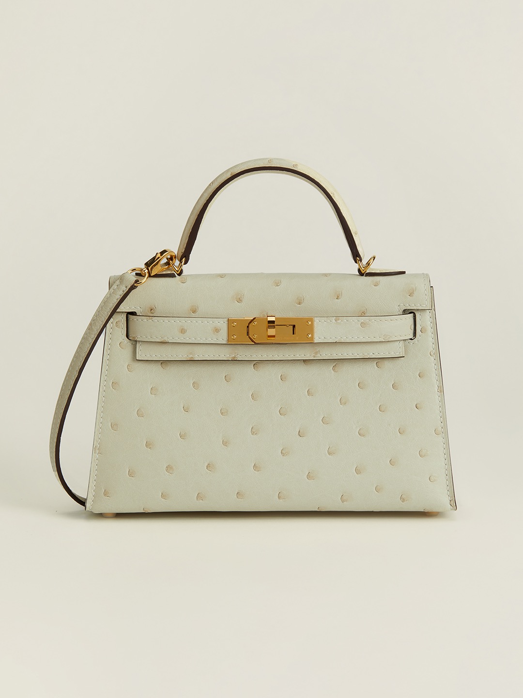 Hermes Mini Kelly  #10 Craie  Ostrich
