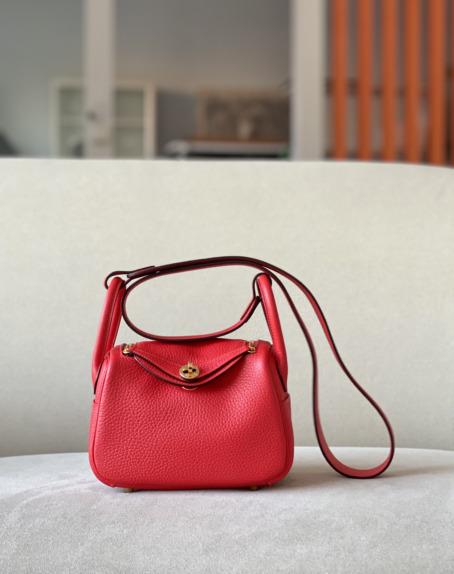Hermes Lindy #S3 Rouge Coeur 19-26cm Togo