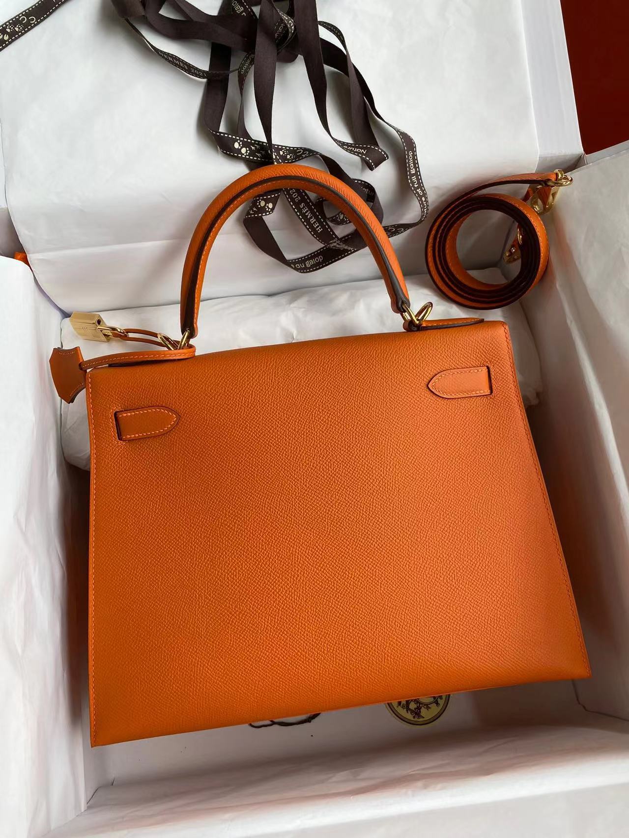 Hermes Kelly 25-28cm Epsom Orange