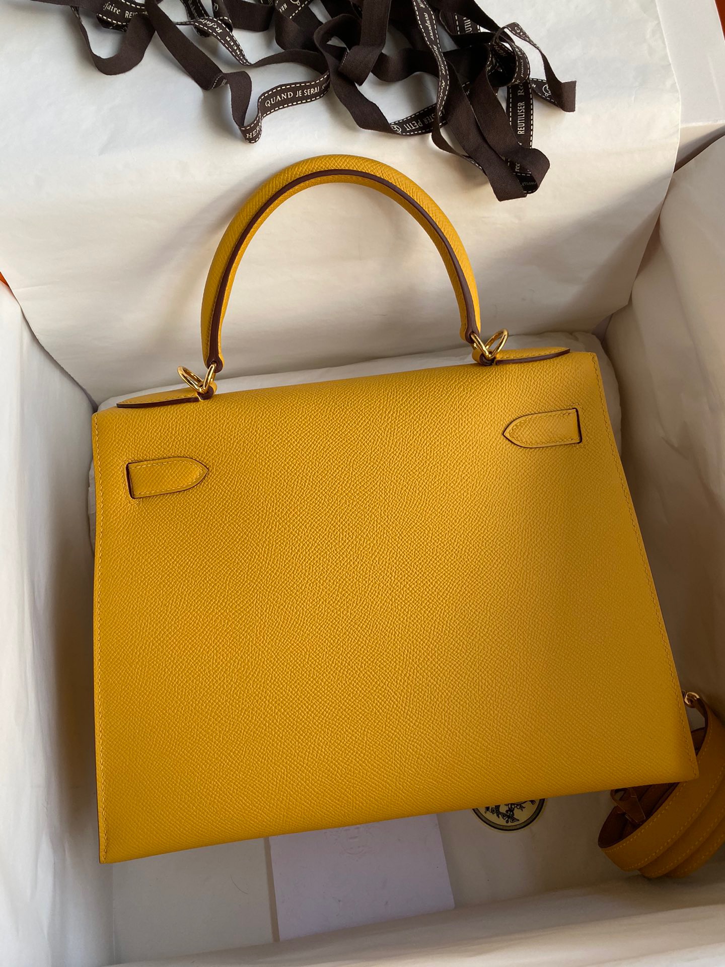 Hermes Kelly #9D Jaune amber  25-28cm Epsom Sellier