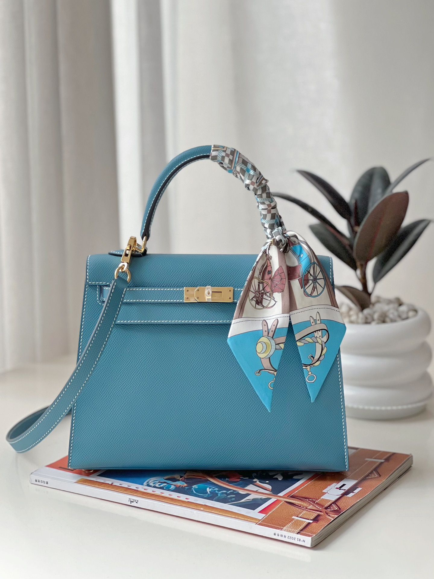 Hermes Kelly #D2 Blue Jean 25-28cm Epsom Selier