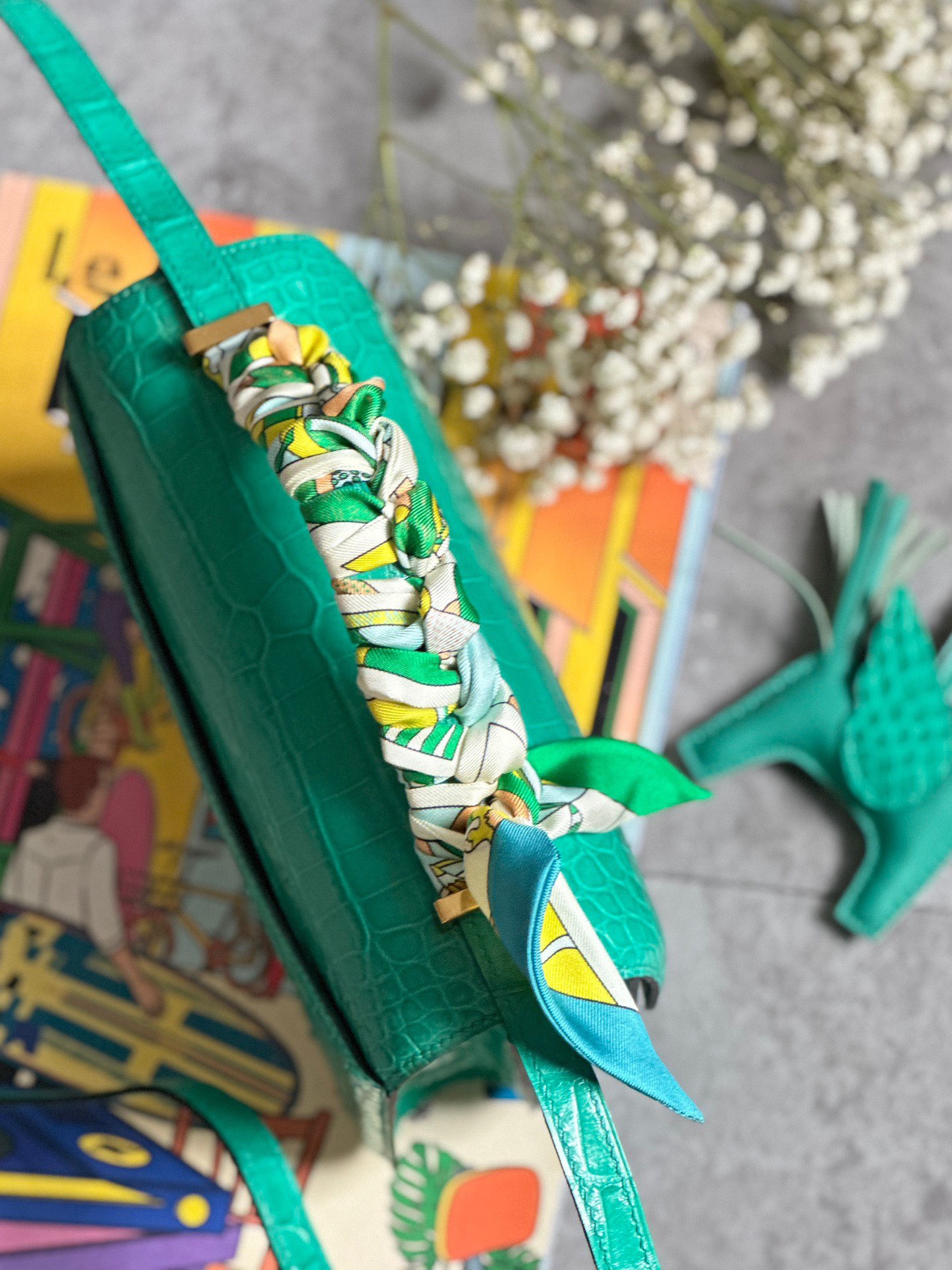 Crocodile skin Constance#7F Blue Paon 19-24cm