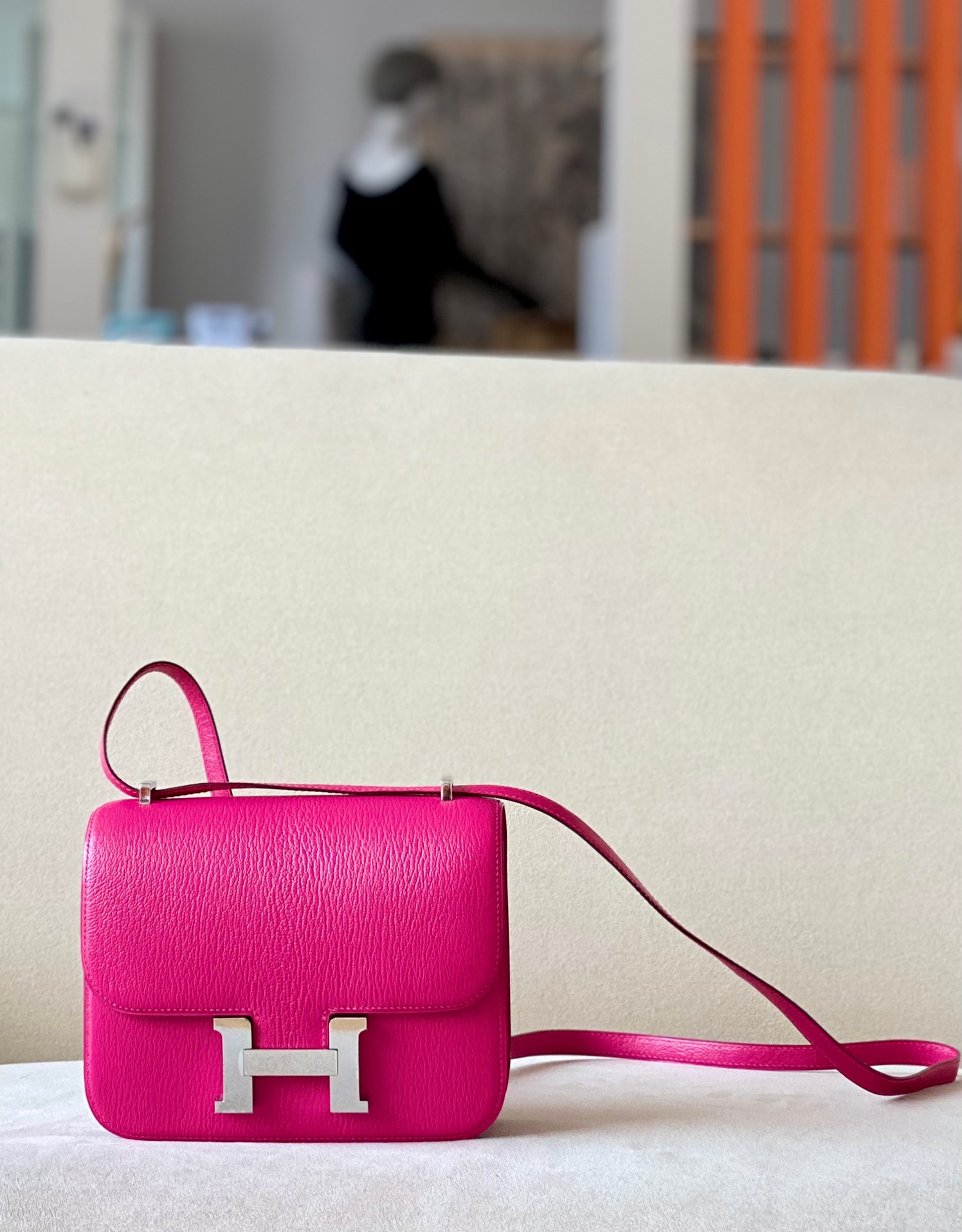 Hermes Constance ##E5 Rose tyrien 19-24cm Goatskin