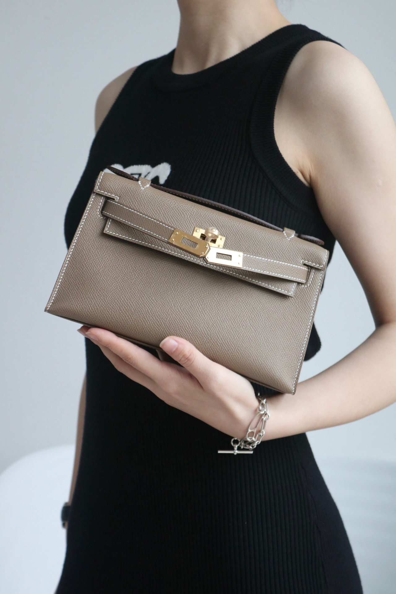 Hermes Kelly #19 Etoupe 22cm Epsom