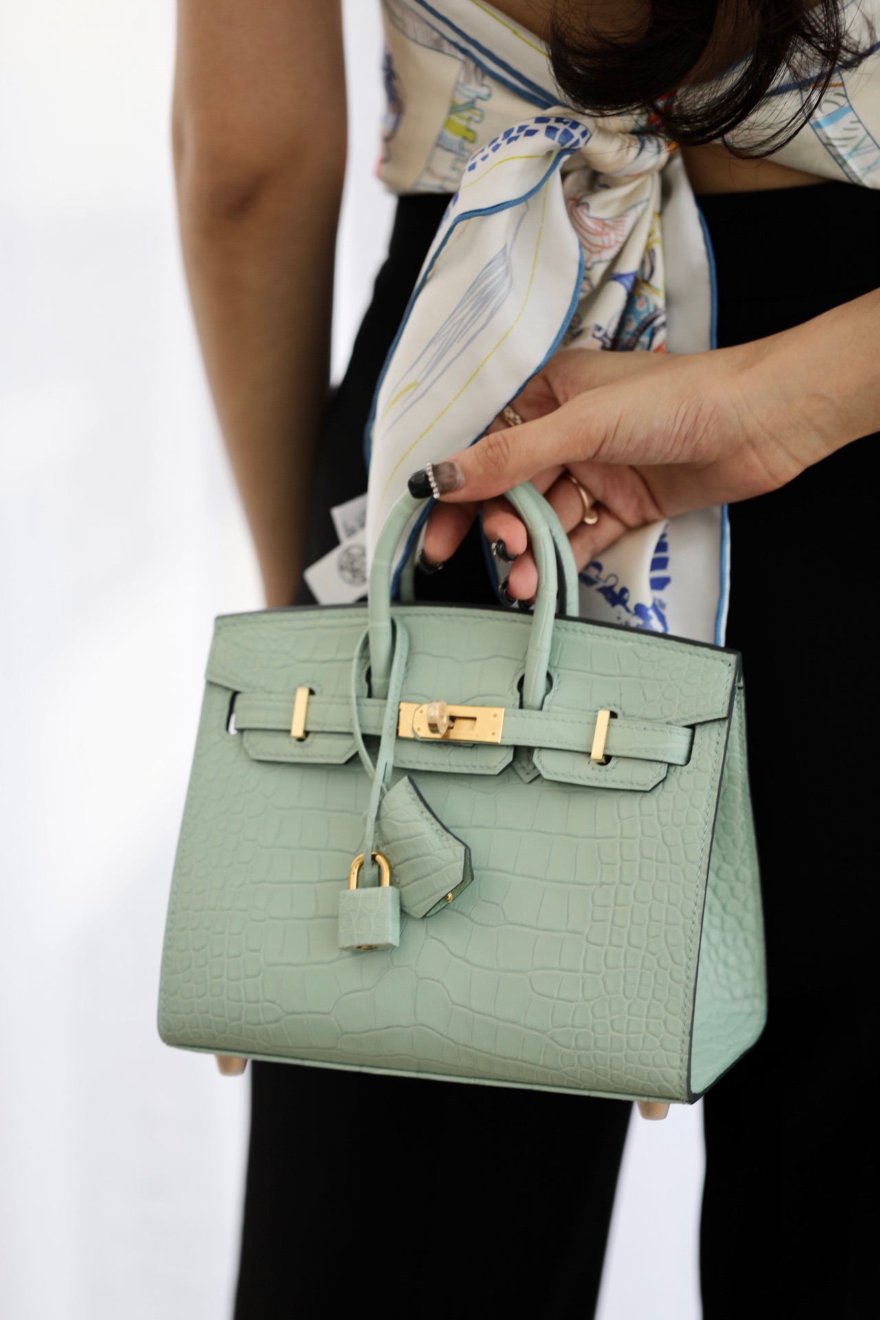 Crocodile leather #6U Vert d`Eau Birkin 25-30cm Sellier