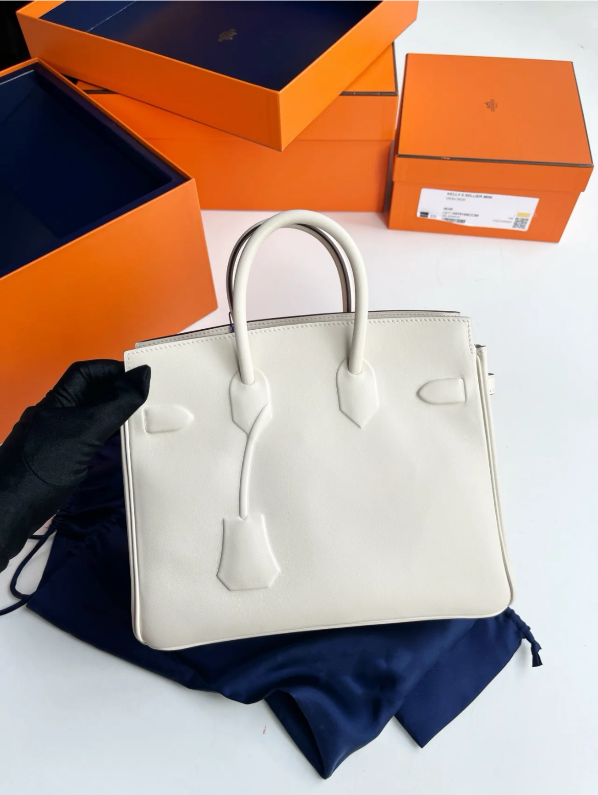 Hermes Shadow Birkin 25cm Switf White