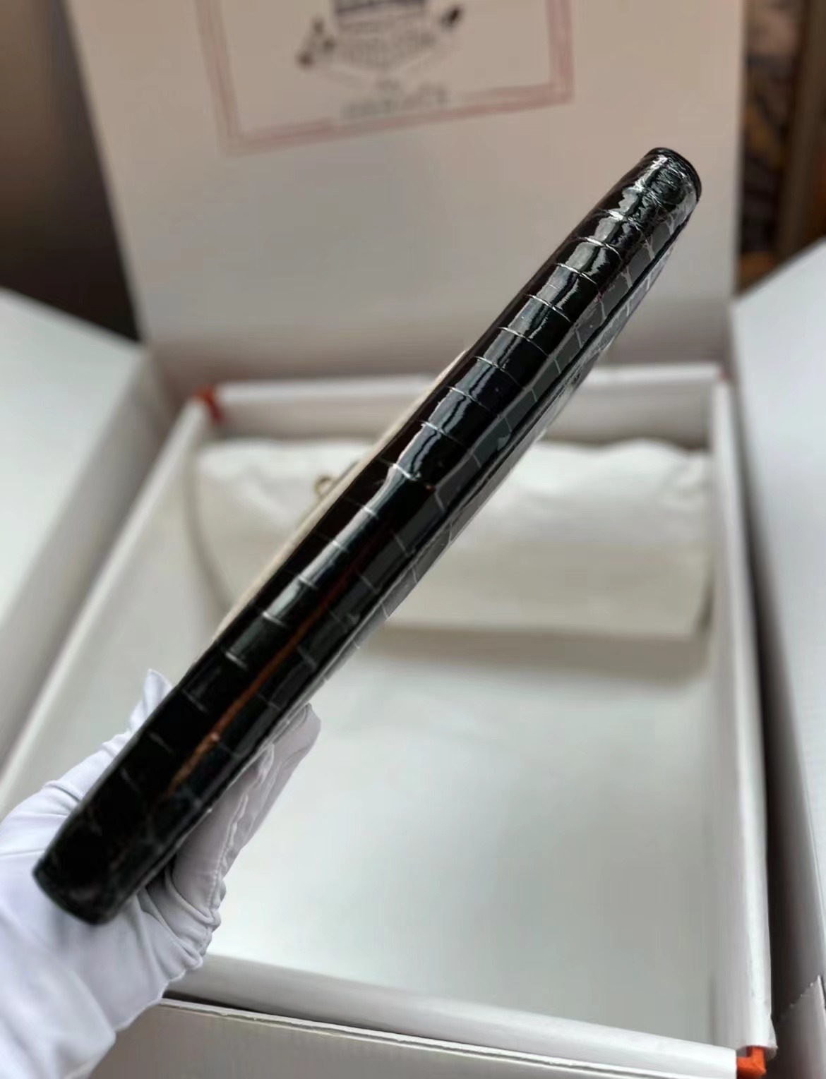 Hermes Kelly cut crocodile leather Size: 31cm Black