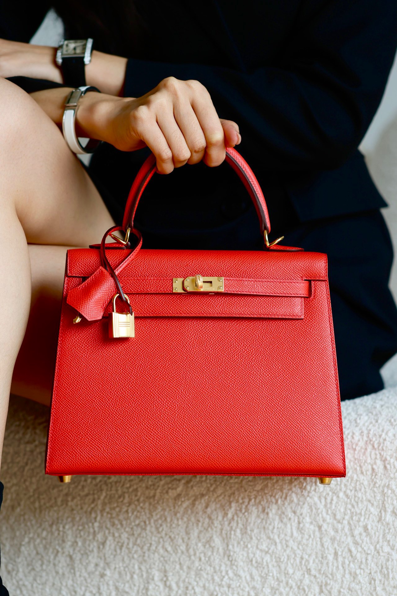Hermes Kelly #S3 Rouge coeur 25-28cm Epsom